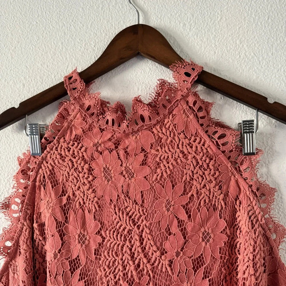 Halter Mockneck Eyelash Lace Floral Sleeveless Lined Sz 3X Plus Thread & Clover - Picture 6 of 14